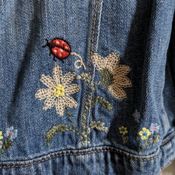 Baby Floral Embroidered GAP Kids Denim Jacket for Spring - Picture 6 of 8
